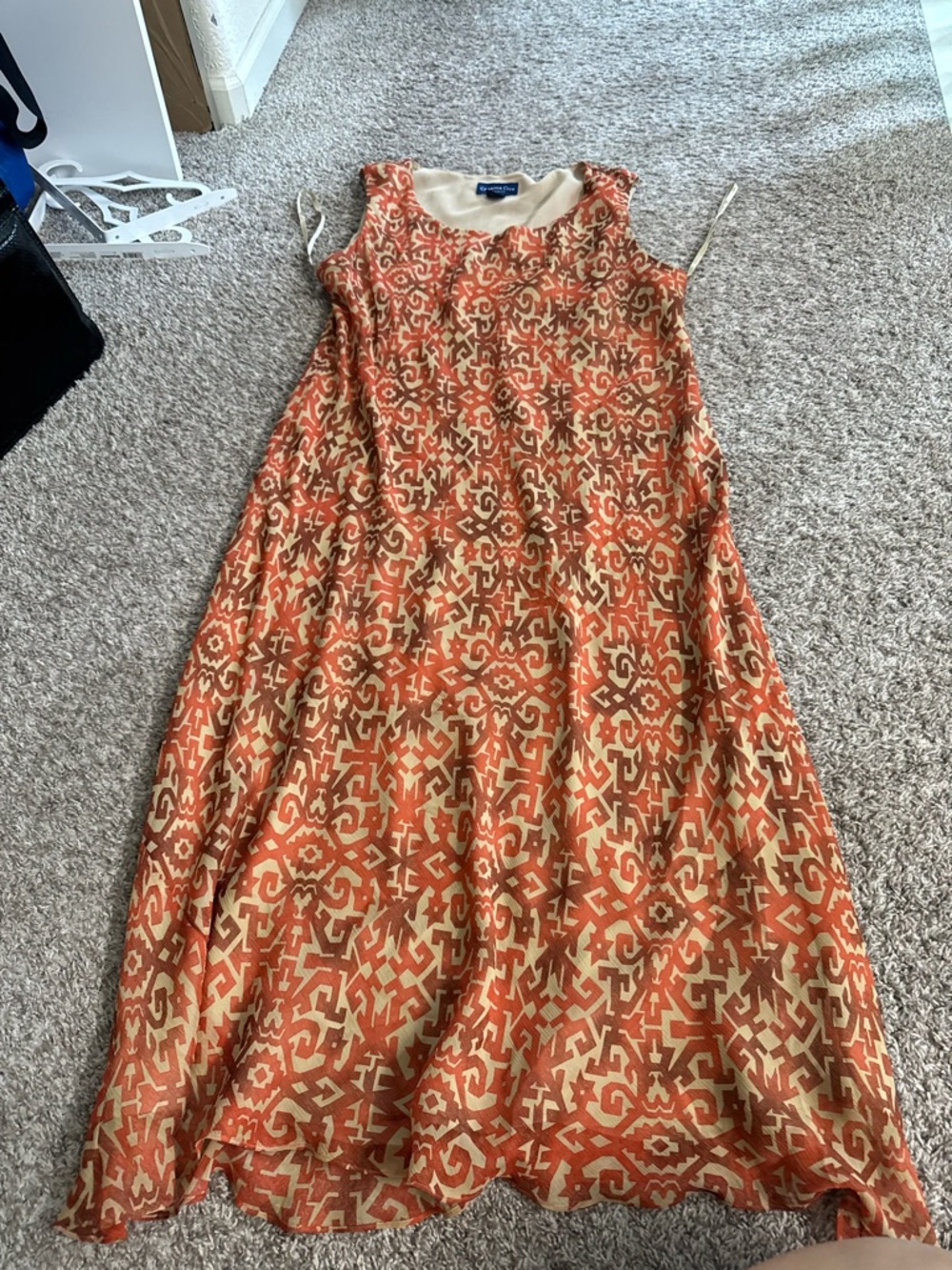 Charter Club Orange Patterned Sleeveless Maxi Dress